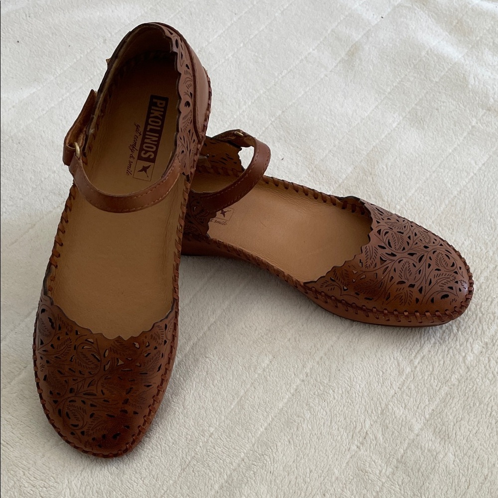 PIKOLINOS Women's Tan Cutout Flats, Size 37 (6.5/7) - Picture 3 of 13